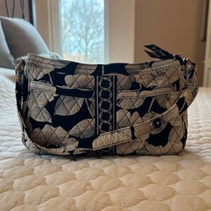 Vera Bradley Black and Cream Floral Shoulder Bag